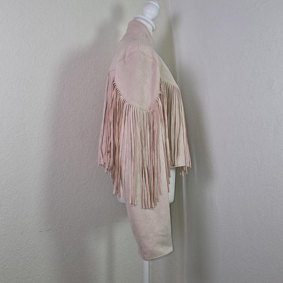 NWT Wisteria Lane Los Angeles Pink Fringe Suede Jacket Western Boho Size Large - Picture 3 of 13